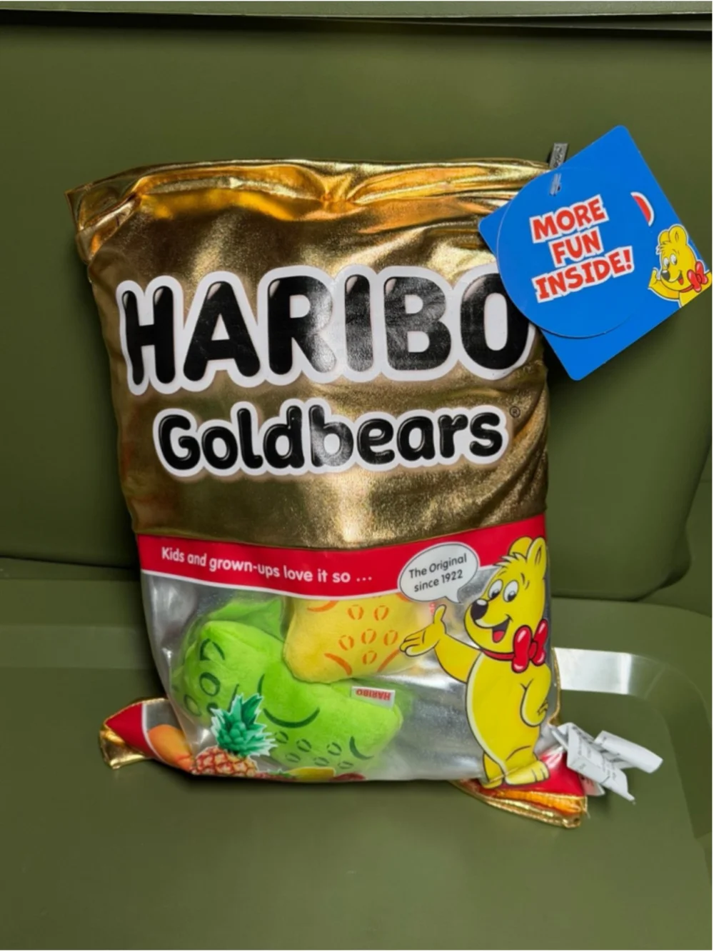 Haribo Goldbears Gummy Bears Throw Pillow W/ Mini Plush Bear Pieces Inside NEW